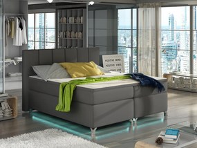 Letto matrimoniale boxspring Malindi - 160 x 200 cm , Ecopelle grigio chiaro