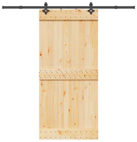 Porta Scorrevole Con Set Hardware 95x210 Cm Legno Massello Pino /