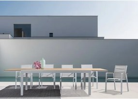 Tavolo Allungabile Per Esterno In Alluminio 95x200-300 Cm Con Doghe Di Legno Elias Bianco Bizzotto