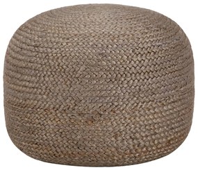 Pouf Lavorato A Mano Grigio Chiaro 45x30 Cm İn Juta /