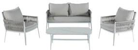 Salotto da giardino Hydra NATERIAL in textilene beige e con cuscini in polipropilene grigio per 4 persone