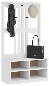 Albero Da Ingresso Sandens Bianco 87x40x159,5 Cm Legno Di Pino /