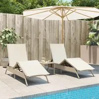 Lettini Prendisole 2 pz con Cuscini Beige in Polyrattan 3261582