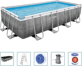 Set Piscina Power Steel Rettangolare 488x244x122 cm Bestway