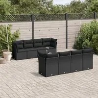 Set Divani da Giardino 9 pz con Cuscini Nero in Polyrattancod mxl 89432