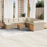 Set Divani da Giardino 12 pz con Cuscini Beige in Polyrattan 3228256