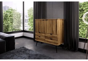 Cassettiera alta in legno di quercia in colore naturale 97x102 cm Kula - The Beds