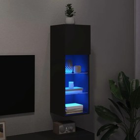 Mobile TV con Luci LED Nero 30,5x30x90 cm