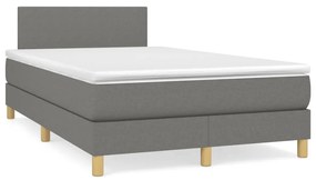 Letto a molle materasso e led grigio scuro 120x190cm in tessuto