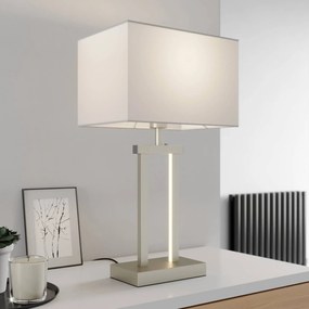 Lampada da tavolo Sigurd Lindby, dimmerabile, Alluminio / Grigio / Zincato, Soggiorno / Sala da pranzo, Tessuto / Stoffa / Seta, Moderno, Lampada da tavolo