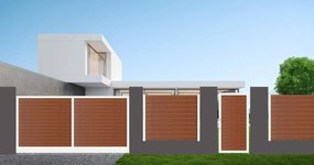 Cancello manuale scorrevole ALBA Maia120 Close in alluminio, reversibile, L 350 x H 160 cm, di colore rovere dorato