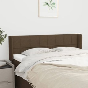 Testiera Ad Orecchio Marrone Scuro 147x16x78/88 Cm İn Tessuto /