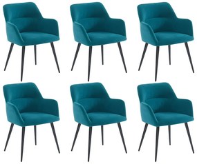 Lotto di 6 sedie Con braccioli Tessuto e metallo Blu - HEKA