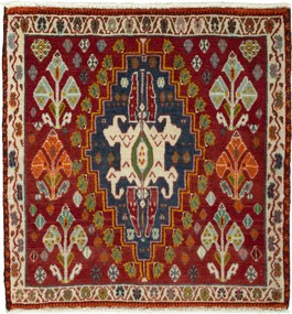 Shiraz Tappeto persiano 70 x 70 Rosso (Iran) Annodato A Mano