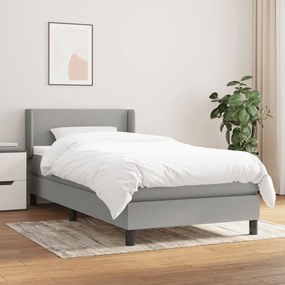 Giroletto A Molle Con Materasso Grigio Chiaro 90x190 Cm Tessuto /