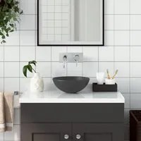 Lavandino da Bagno in Ceramica Grigio Scuro Rotondo 146983