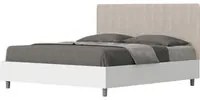 Letto Matrimoniale 160x190 cm struttura bianco frassino testata Kai - Contenitore,Microfibra,Sabbia