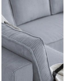 Divano letto angolare in velluto a coste grigio chiaro Brave Dave - Miuform