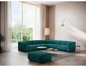 Poggiapiedi turchese con rivestimento in velluto Ekahi – Makamii