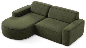 Divano angolare verde (con penisola a sinistra/con chaise lounge) con rivestimento in ciniglia Omao – Makamii