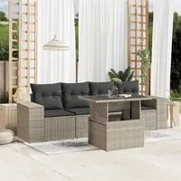 Set Divano da Giardino 5pz con Cuscini Grigio Chiaro Polyrattan 3268992