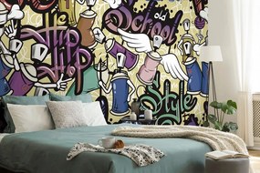 Carta da parati – Street art allegro con contrasto giallo