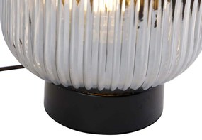 Lampada da tavolo intelligente nera con vetro fumé incl. Wifi A60 - Karel