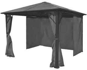 Gazebo con Tenda Antracite in Alluminio 300x300 cm