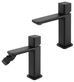Set di rubinetti lavabo e bidet nero opaco con piletta Lotus