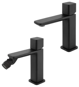Set di rubinetti lavabo e bidet nero opaco con piletta Lotus