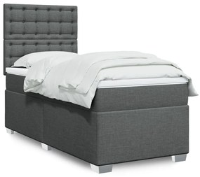 Giroletto A Molle Con Materasso Grigio Scuro 100x200 Cm Tessuto /