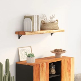 Mensola A Muro 90x30x3,8cm Rettangolare Legno Acacia Bordi Vivi /