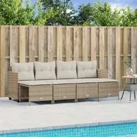 Set Divano da Giardino 5 pz con Cuscini Beige in Polyrattan 3261537