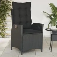 Sedia Reclinabile da Giardino con Cuscini Nera in Polyrattan 365257