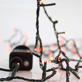 Catenaria Natalizia LED 8m 8 GIOCHI DI LUCE Cavo VERDE IP44 Luce ROSSO Colore Rosso 620 - 625 °K