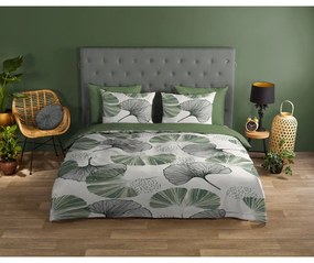 Biancheria da letto singola in cotone verde e crema 140x200 cm - Good Morning