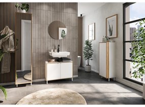 Mobile per bagno bianco alto e stretto 39x195 cm Topeka – Germania