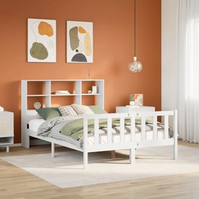 Letto libreria senza materasso bianco 160x200 cm legno di pino