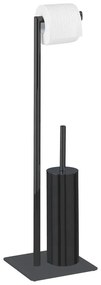 Porta carta igienica in acciaio nero con spazzola Recco - Wenko