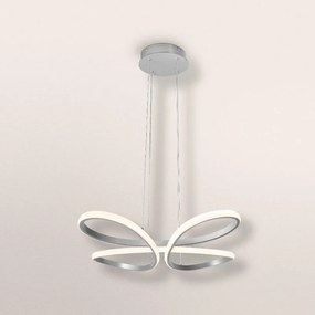 Lampadario LED moderno Butterfly grigio silver, luce fredda 2800 lumen, dimmerabile OSRAM