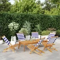 Sedie da Giardino Pieghevoli 6pz Blu e Bianco Tessuto e Legno 3214653