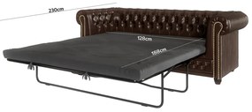 Divano letto marrone scuro in similpelle 203 cm York - Ropez