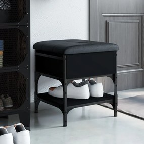 Panca Porta Scarpe Nera 42x42x45 Cm İn Legno Multistrato /