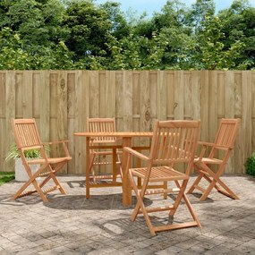Set Da Pranzo Da Giardino 5 Pz İn Legno Massello Di Acacia /