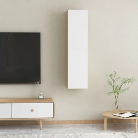 Mobili TV 2pz Bianco e Rovere Sonoma 30,5x30x60 cm Multistrato