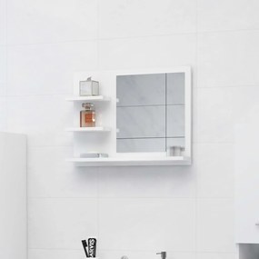 Specchio da bagno bianco lucido 60x10,5x45 cm in truciolato