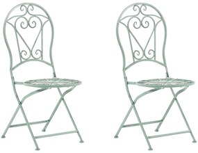 Set da balcone con 2 sedie ed un tavolo pieghevoli in metallo verde TRENTO Beliani