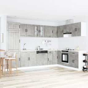 Mobile cucina  &#039;lucca&#039; con due lavelli, grigio cemento, legno ingegnerizzato