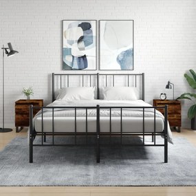 Comodini 2pz Rovere Fumo 40x35x50 Cm İn Legno Multistrato /