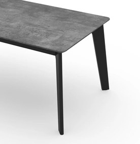 Tavolo da pranzo pieghevole nero con piano in cemento 100x180 cm Shadow - TemaHome